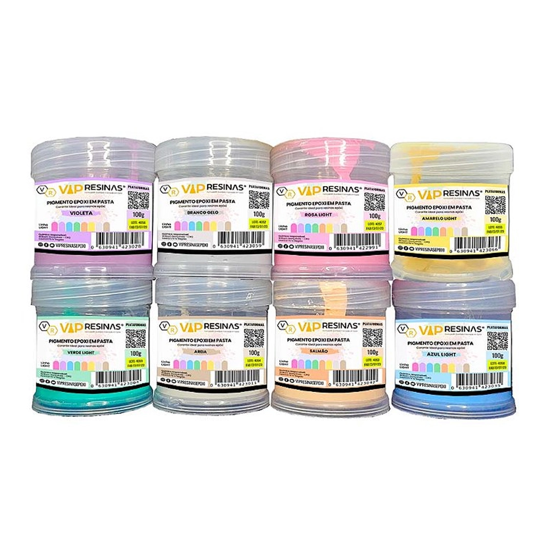 Pigmento Epóxi P/Resina Em Pasta 100g Cores Light Vipresinas