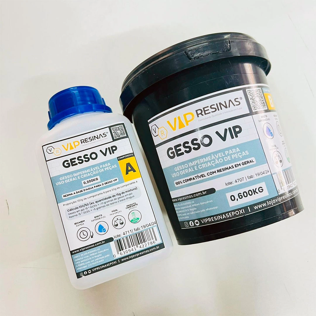 Gesso Impermeável Compativel C/Resina Epóxi 900g Vip Resinas