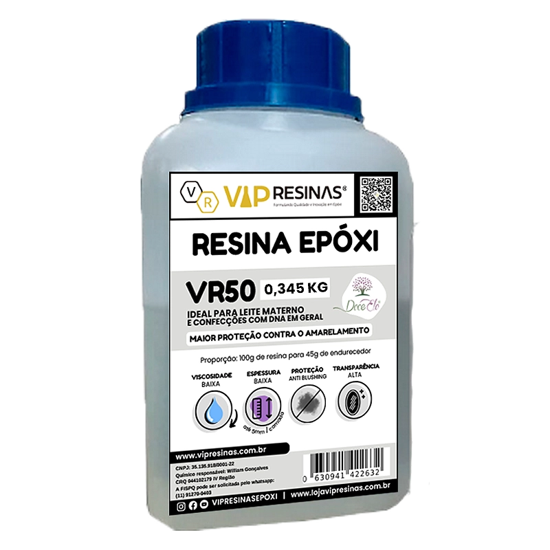 Resina Epóxi P/ Joias Afetivas VR50 500g Baixa Espessura