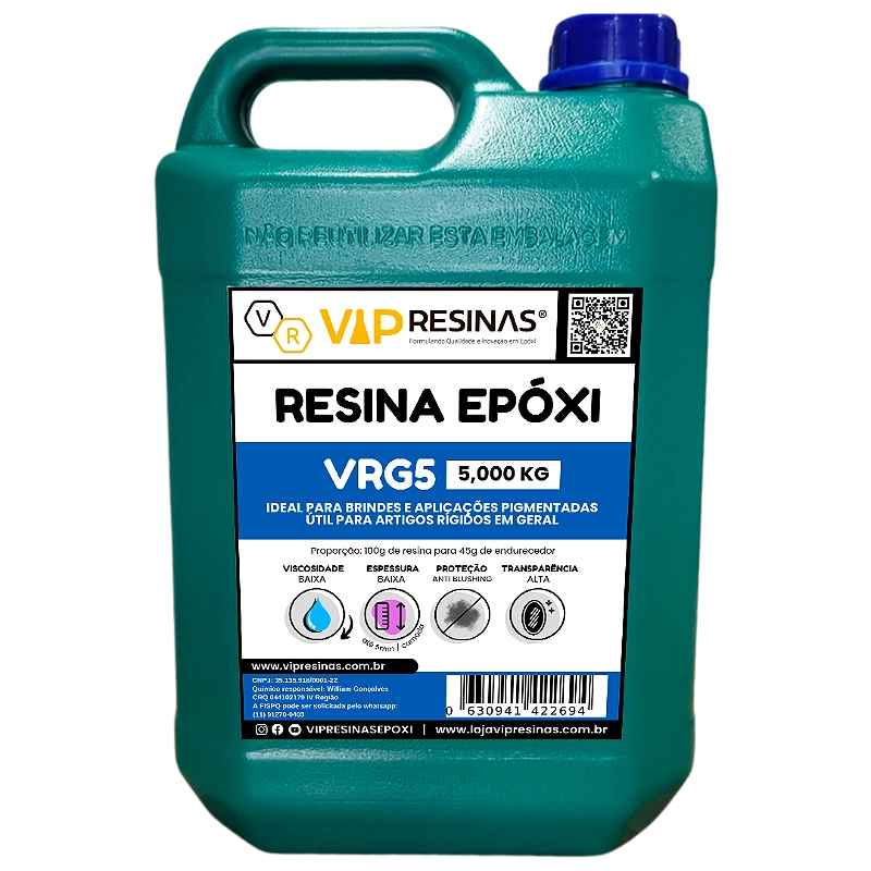 Resina Epóxi Rígida+ Endurecedor VRG5 7,25kg Baixa Espessura