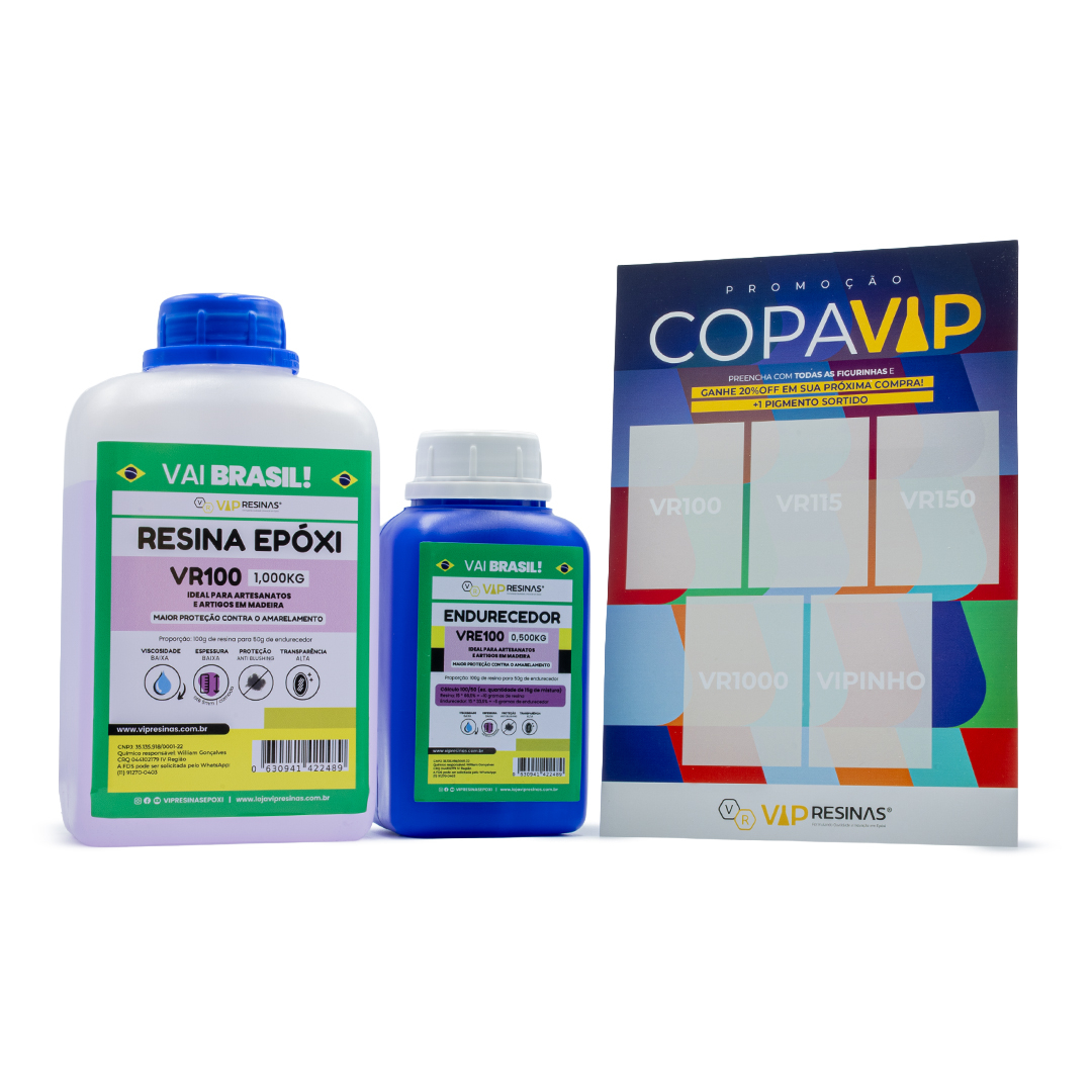 Resina Epóxi + Endurecedor UV VR100 1,5kg Baixa Espessura + Album Copa