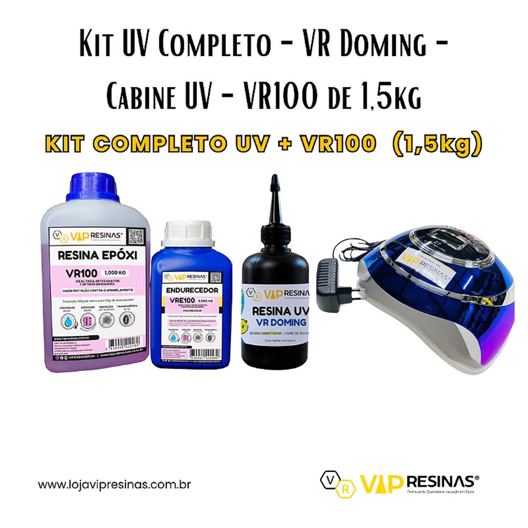 Kit Uv Completo VR Doming 100g Cabine UV VR100 De 1,5kg