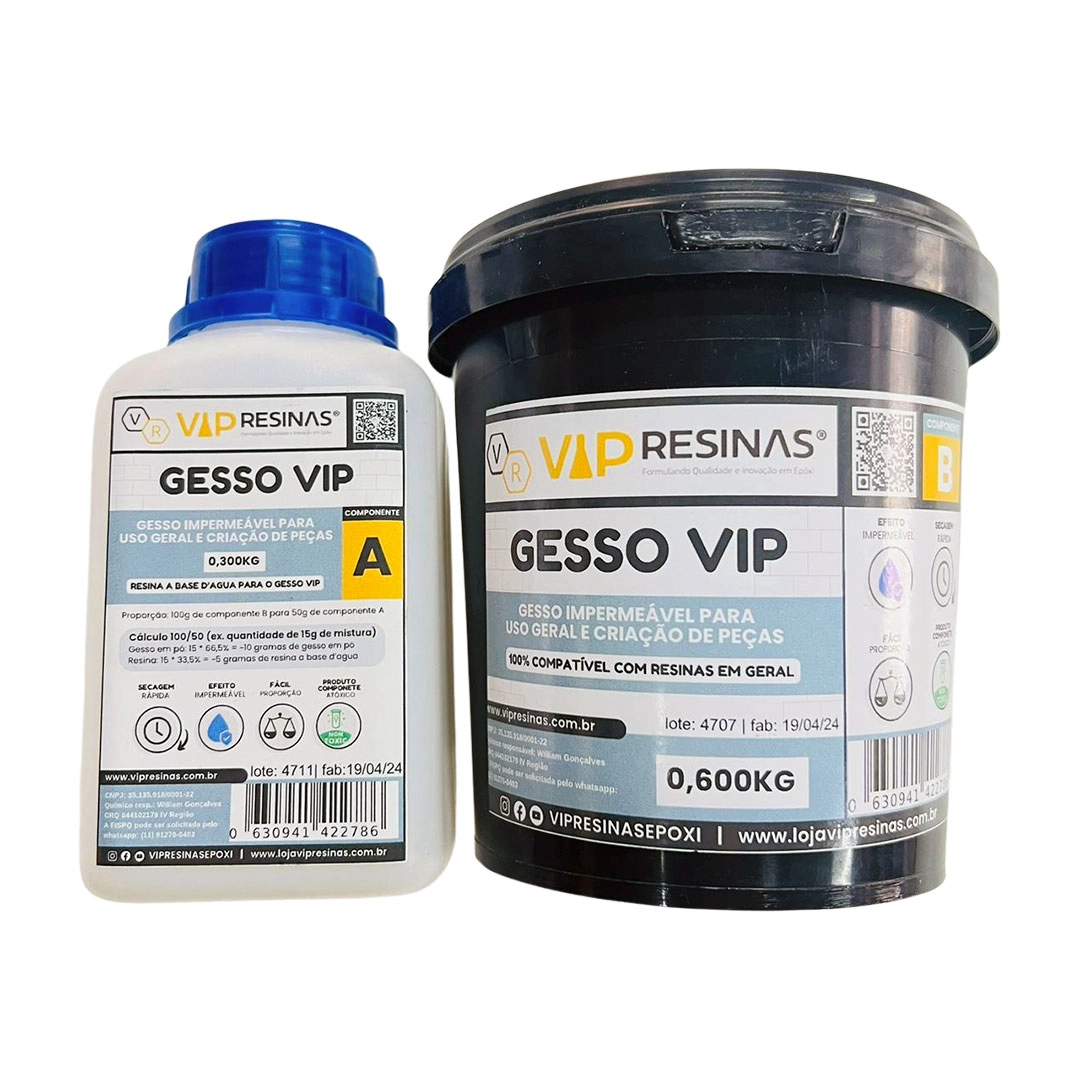 Gesso Impermeável Compativel C/Resina Epóxi 900g Vip Resinas