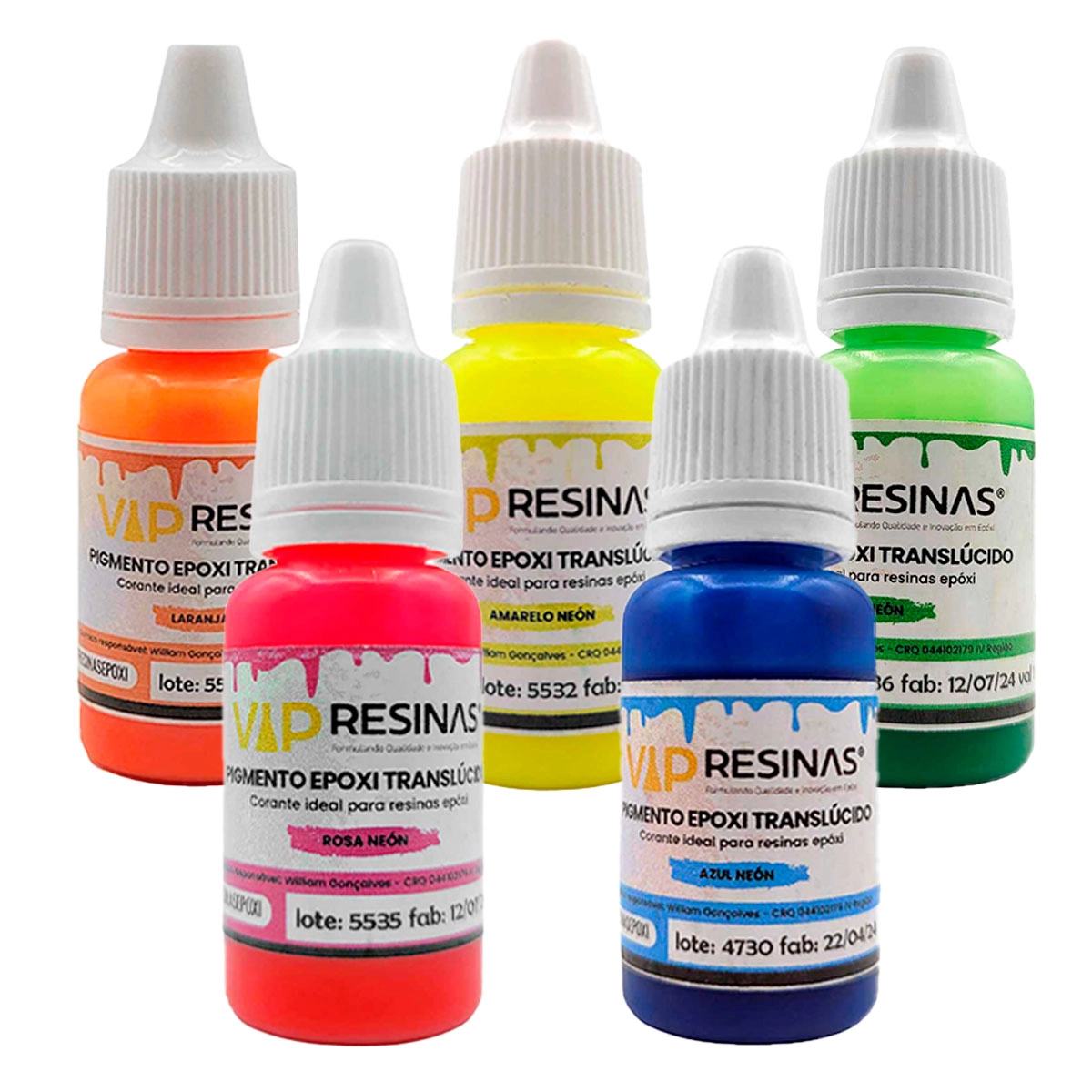 Pigmento Epóxi Translúcido Neon 10g Cores Avulsas VipResinas