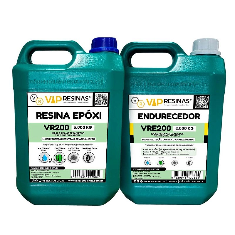 Resina Epóxi + Endurecedor VR200 UV 7,5kg Média Espessura