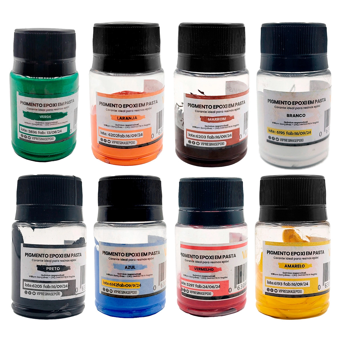 Pigmento Epóxi P/Resina Pasta Cores Sólidas 25g Vip Resinas