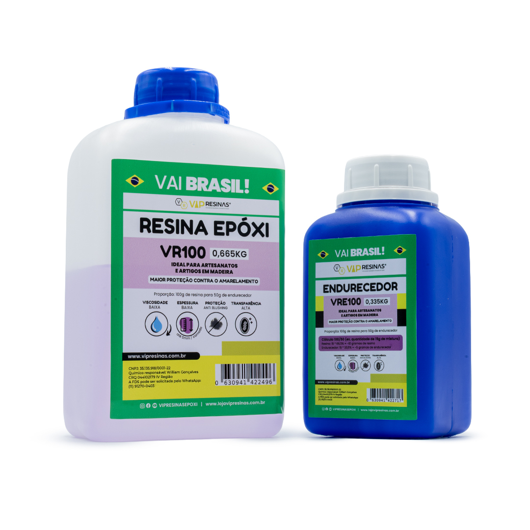 Resina Epóxi + Endurecedor UV VR100 1,000kg Baixa Espessura + Album Copa VIP