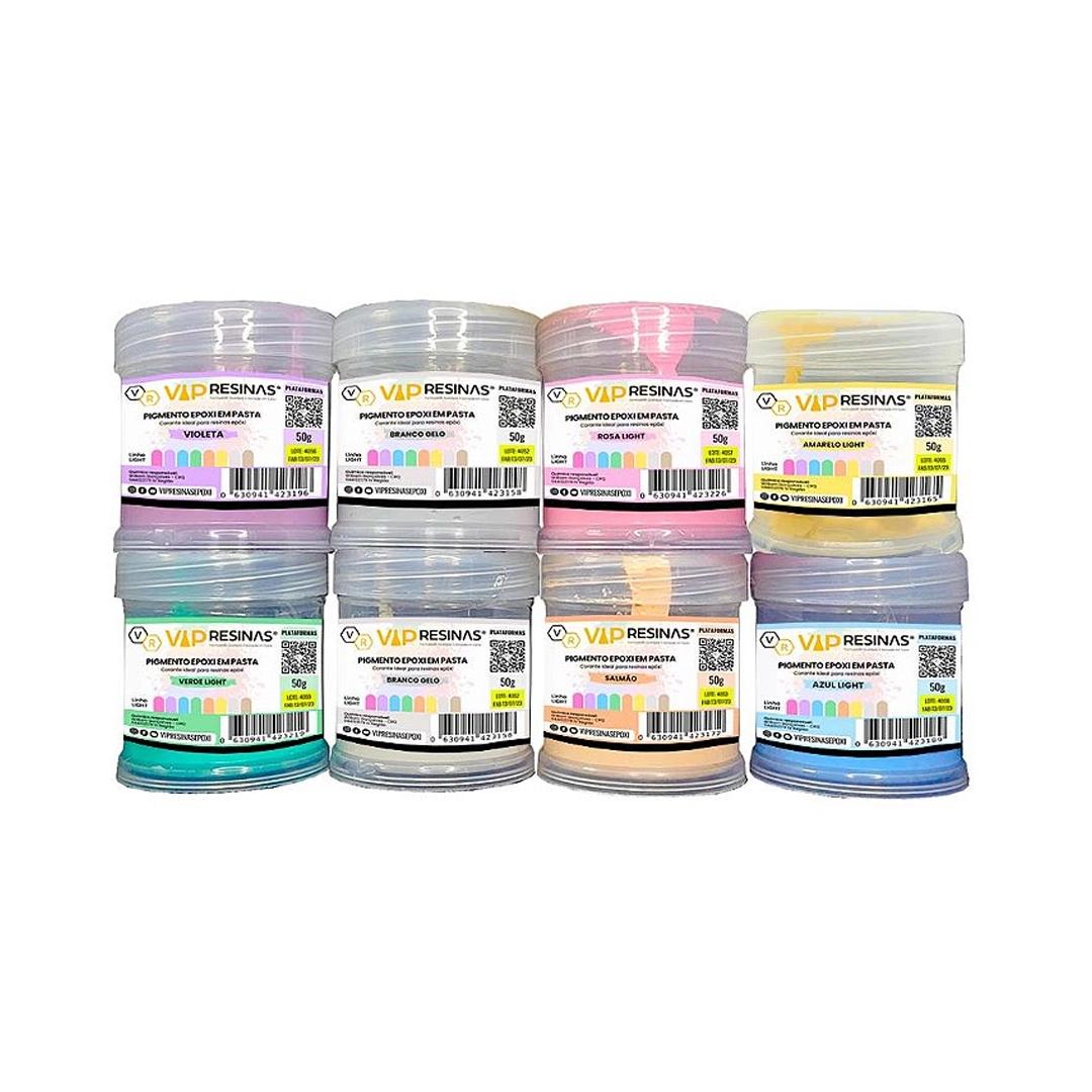 Pigmento Epóxi P/Resina Em Pasta 50g Cores Light Vipresinas