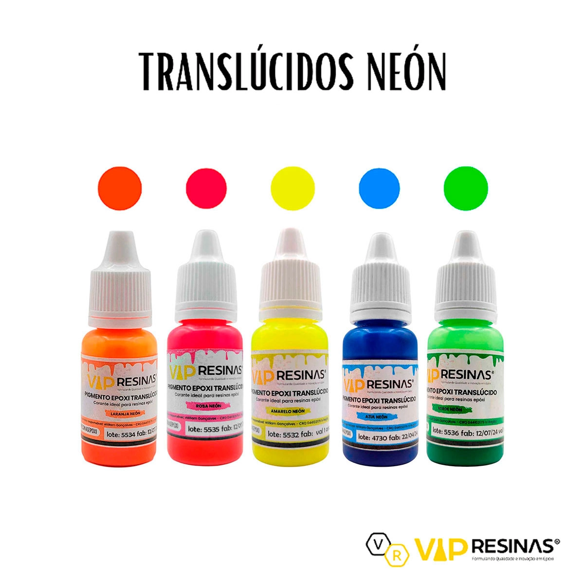 Pigmento Epóxi Translúcido Neon 10g Cores Avulsas VipResinas