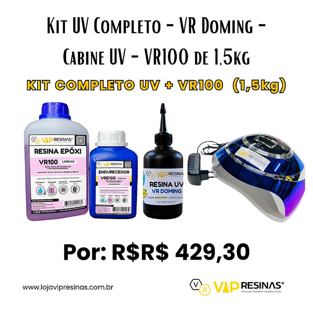 Kit Uv Completo VR Doming 100g Cabine UV VR100 De 1,5kg