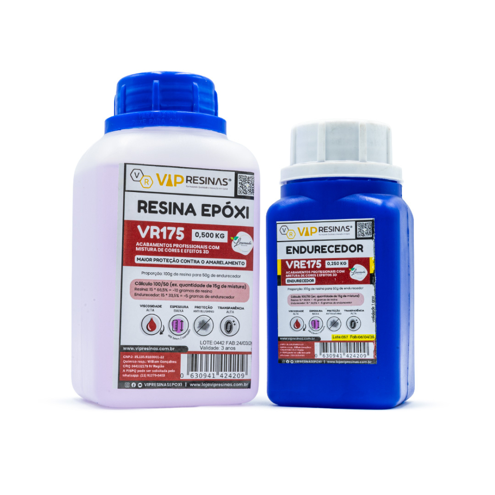 Resina Alta Viscosidade+ Endurecedor Uv VR175 750g VipResina Resina Alta Viscosidade+ Endurecedor Uv VR175 750g VipResina