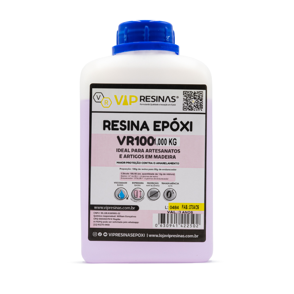 Resina Epóxi + Endurecedor UV VR100 1,5kg Baixa Espessura Resina Epóxi + Endurecedor UV VR100 1,5kg Baixa Espessura