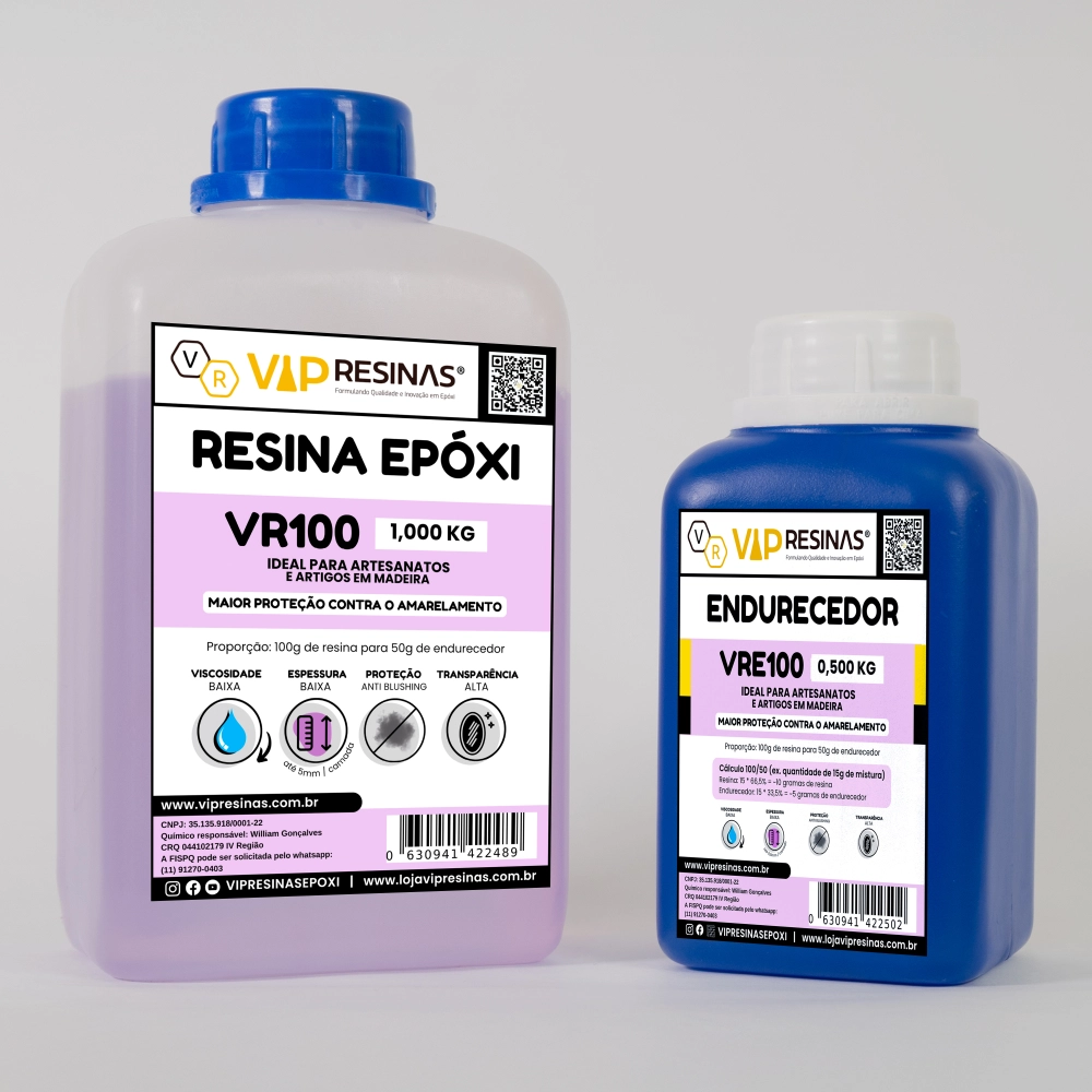 Resina Epóxi + Endurecedor UV VR100 1,5kg Baixa Espessura