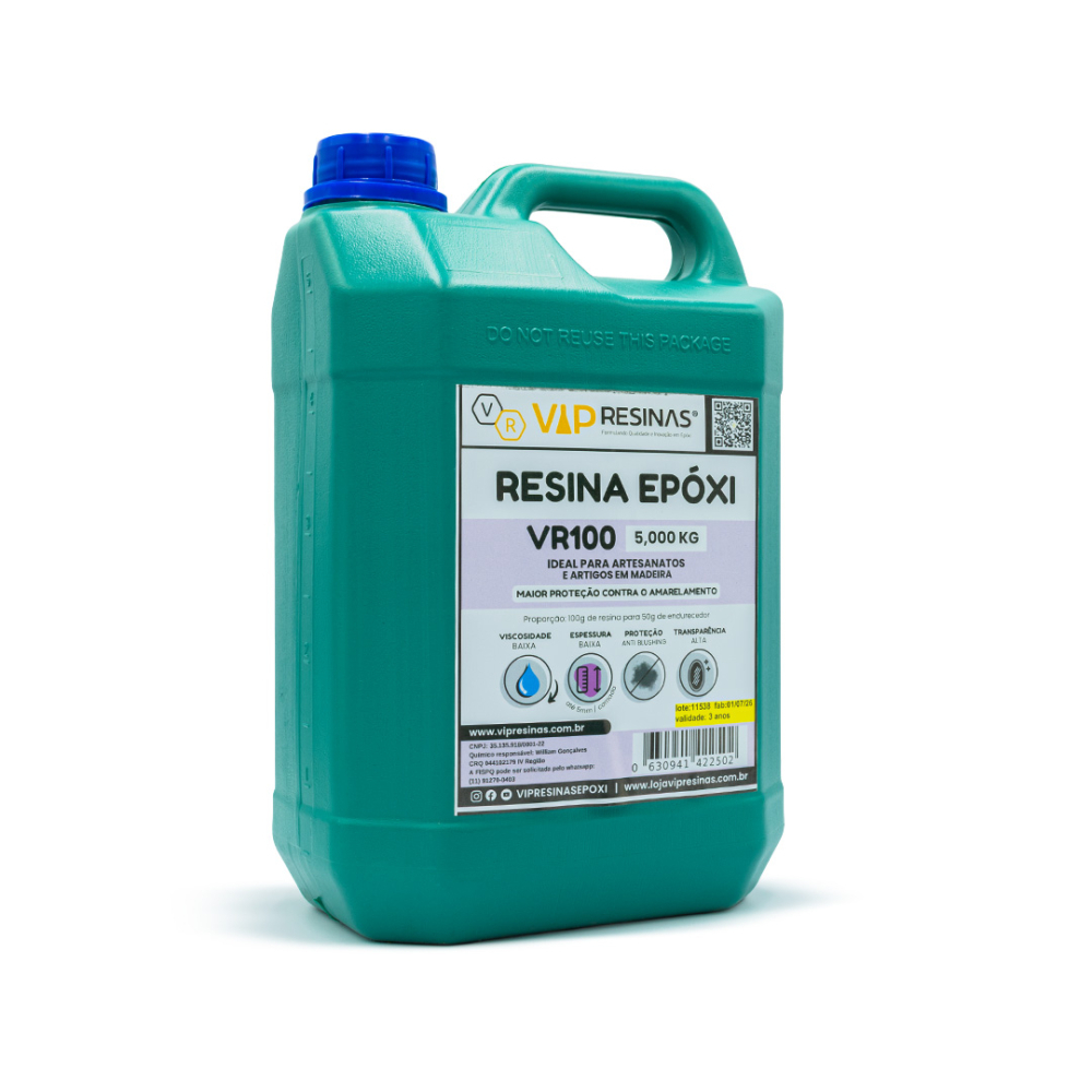 Resina Epóxi + Endurecedor UV VR100 7,5kg Baixa Espessura Resina Epóxi + Endurecedor UV VR100 7,5kg Baixa Espessura