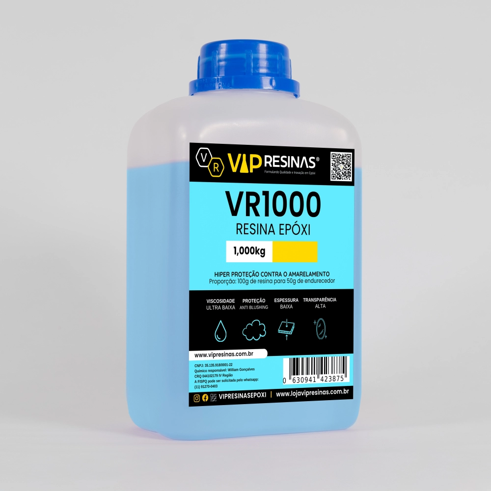 Resina Epóxi + Endurecedor UV VR1000 1,5kg Baixa Espessura