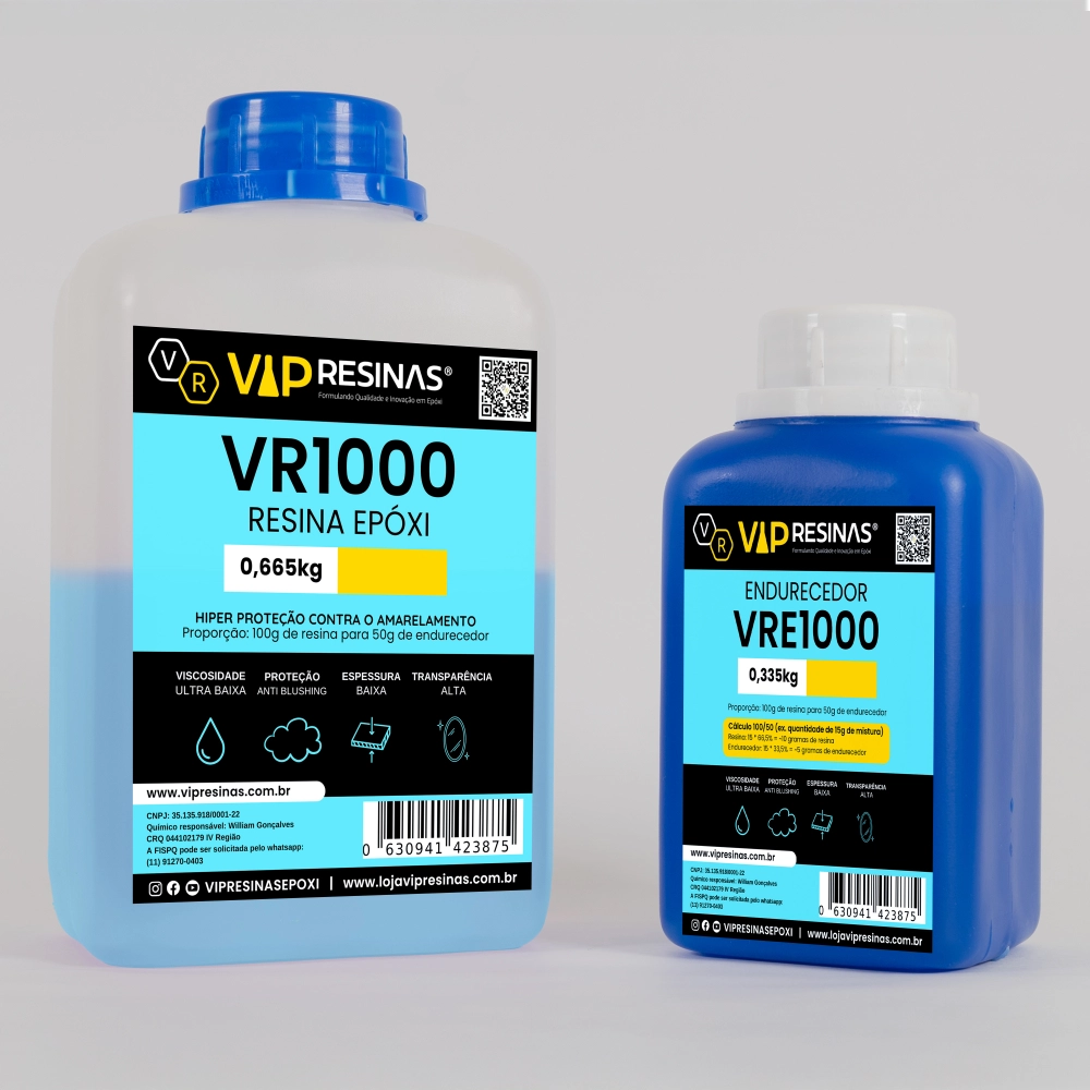 Resina Epóxi + Endurecedor Uv VR1000 1kg  Baixa Espessura