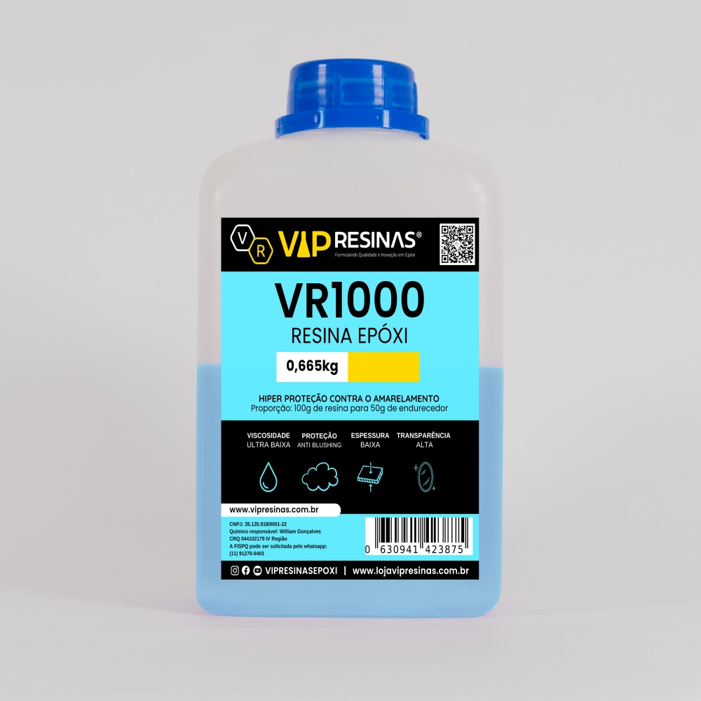 Resina Epóxi + Endurecedor Uv VR1000 1kg  Baixa Espessura