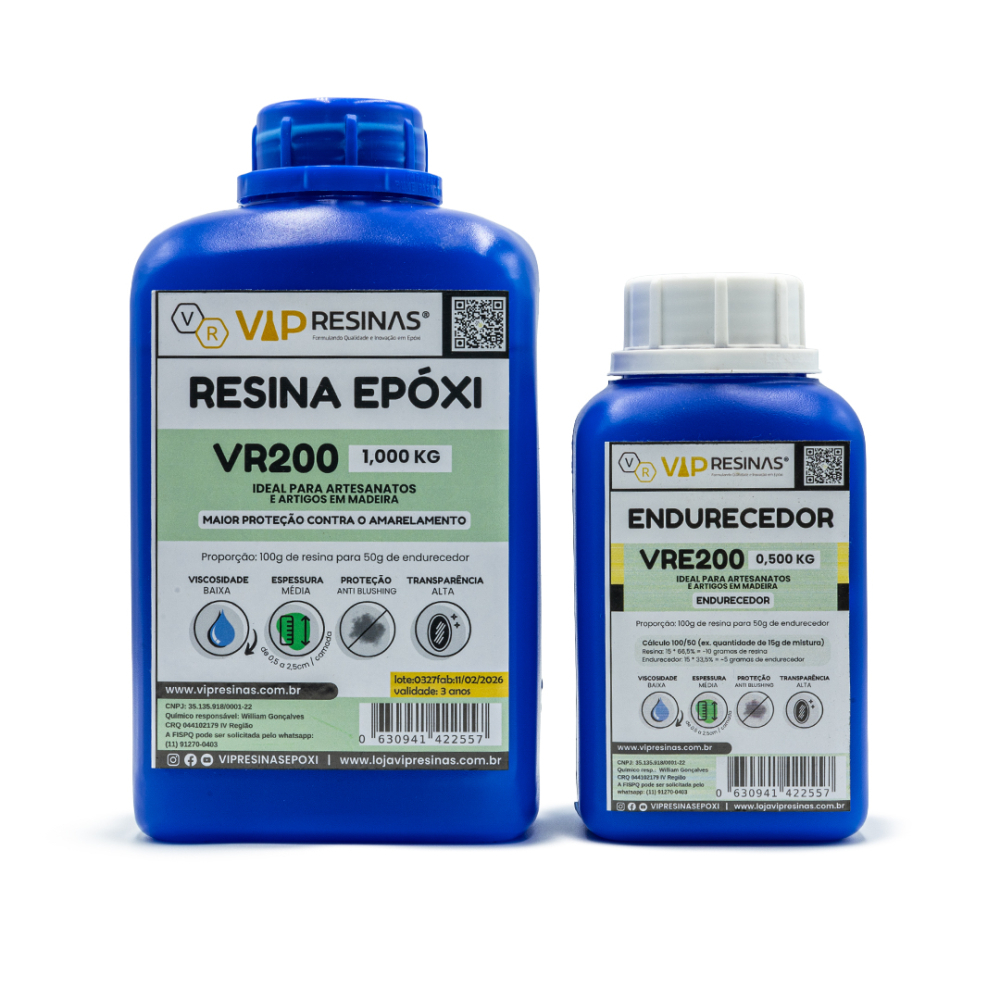 Resina Epóxi + Endurecedor UV VR200 1,5kg Média Espessura