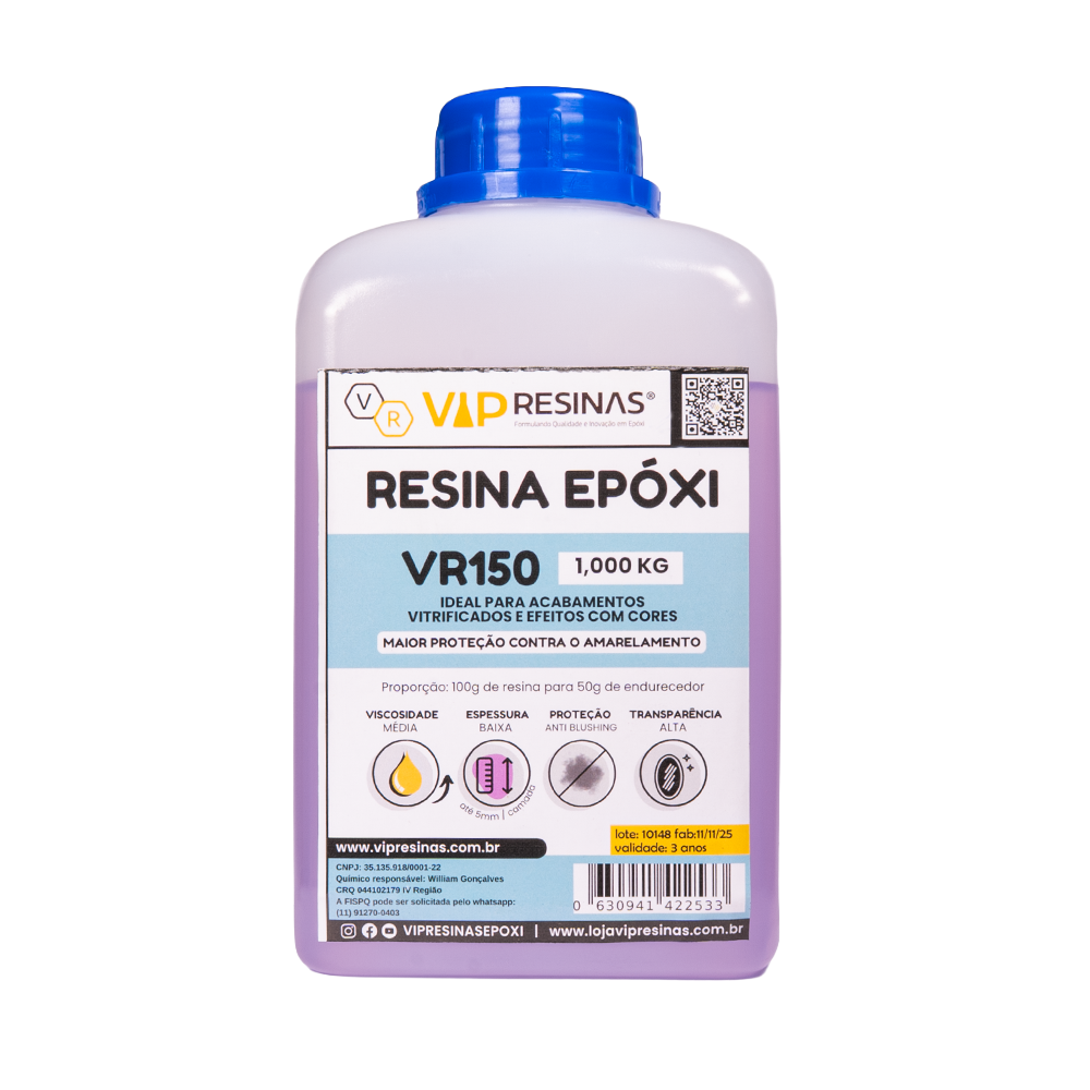 Resina Epóxi + Endurecedor Vr150 Uv 1,5kg Baixa Espessura