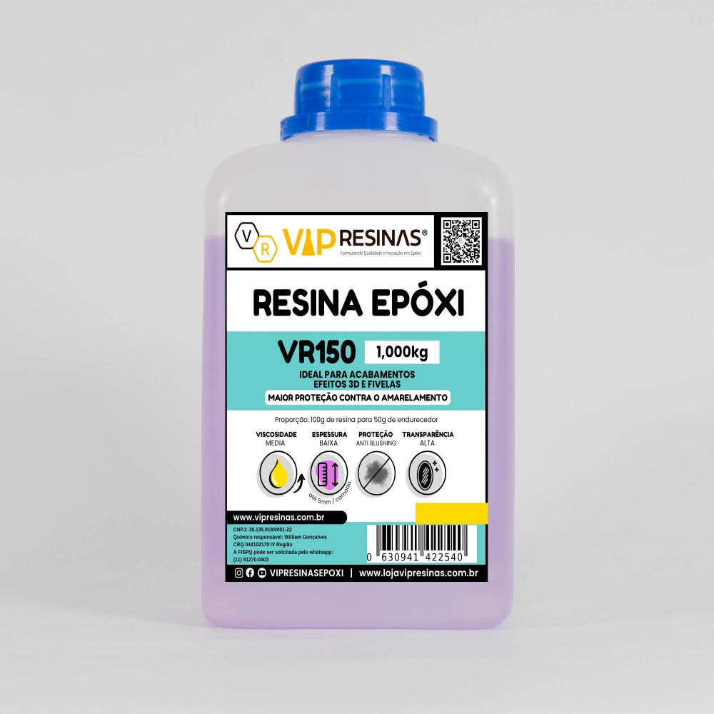 Resina Epóxi + Endurecedor Vr150 Uv 1,5kg Baixa Espessura