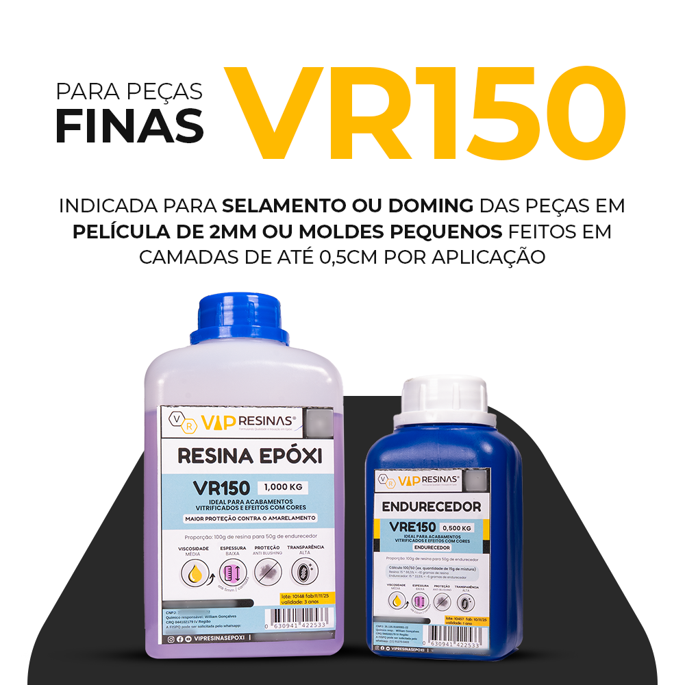 Resina Epóxi + Endurecedor Vr150 Uv 1,5kg Baixa Espessura