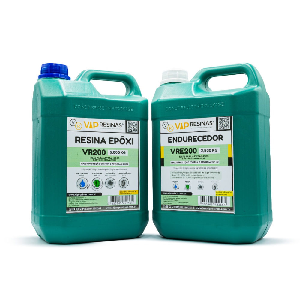 Resina Epóxi + Endurecedor VR200 UV 7,5kg Média Espessura Resina Epóxi + Endurecedor VR200 UV 7,5kg Média Espessura