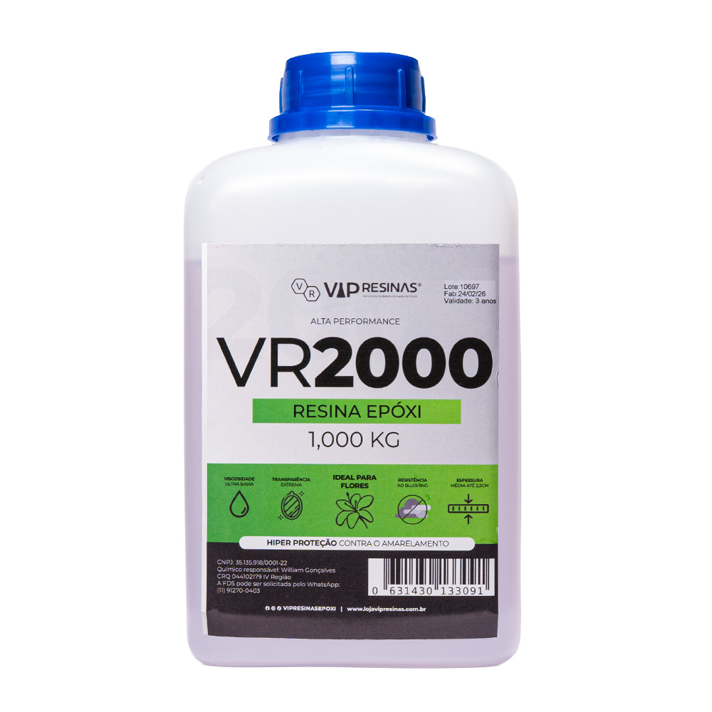 Resina Epóxi + Endurecedor VR2000 1,5Kg Ultra Transparente – Ideal para Eternização de Flores e Peças Afetivas