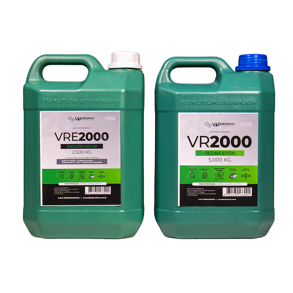 Resina Epóxi + Endurecedor VR2000 7,5Kg Ultra Transparente – Ideal para Eternização de Flores e Peças Afetivas