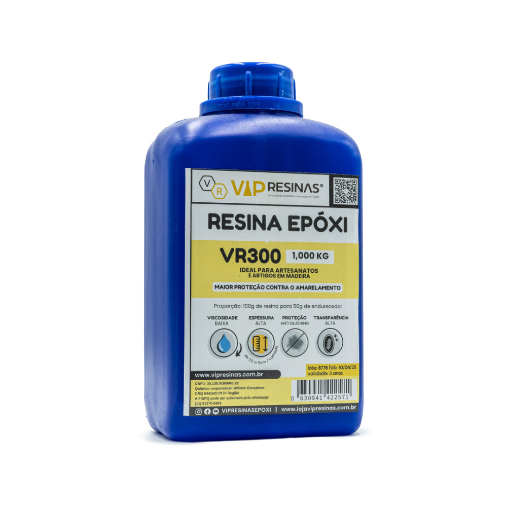 Resina Epóxi + Endurecedor VR300 UV 1,5kg Alta Espessura