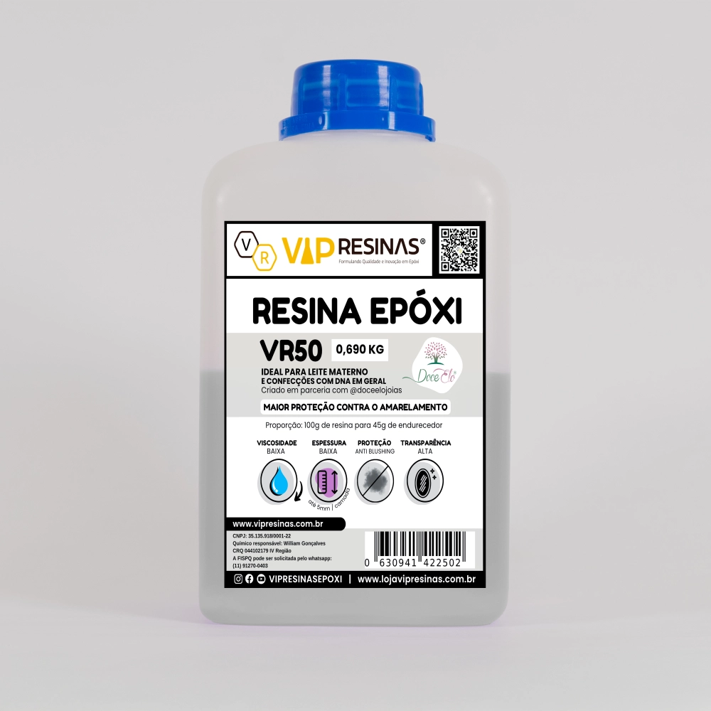 Resina Epóxi P/ Joias Afetivas VR50 1,000kg Baixa Espessura