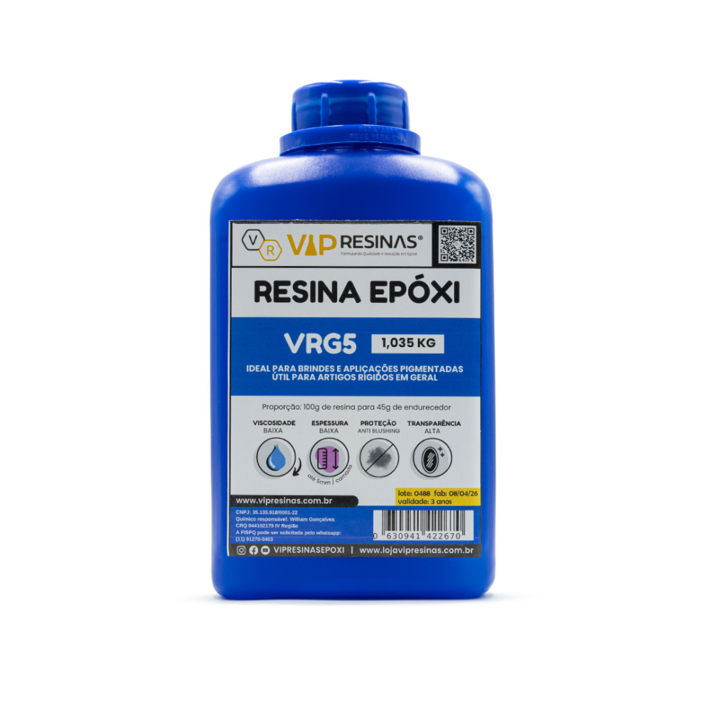 Resina Epóxi Rígida + Endurecedor VRG5 1,5kg Baixa Espessura Resina Epóxi Rígida + Endurecedor VRG5 1,5kg Baixa Espessura