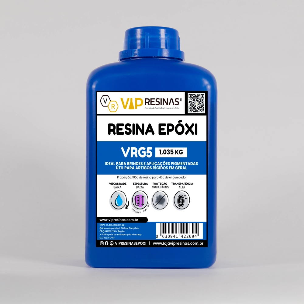 Resina Epóxi Rígida + Endurecedor VRG5 1,5kg Baixa Espessura