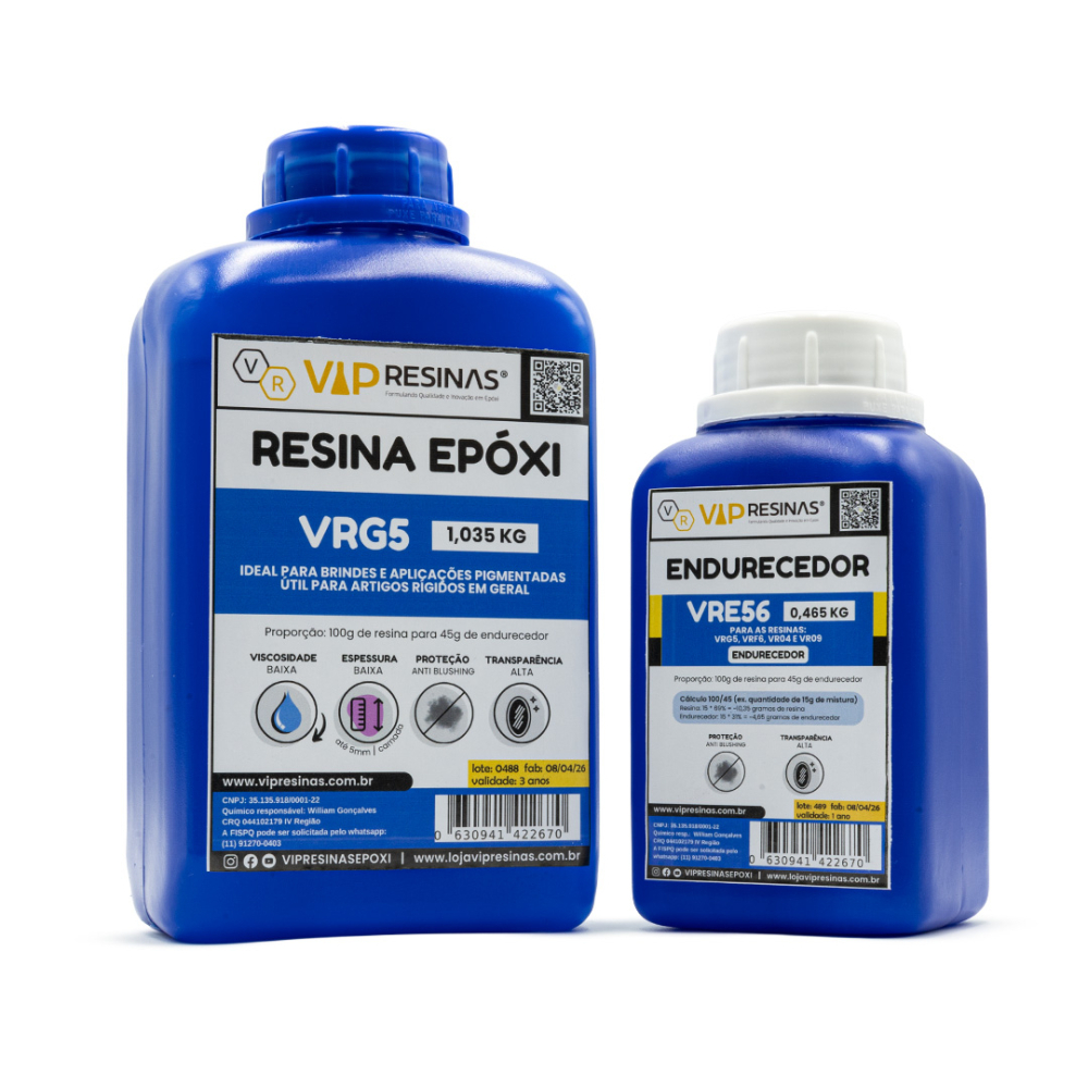 Resina Epóxi Rígida + Endurecedor VRG5 1,5kg Baixa Espessura Resina Epóxi Rígida + Endurecedor VRG5 1,5kg Baixa Espessura