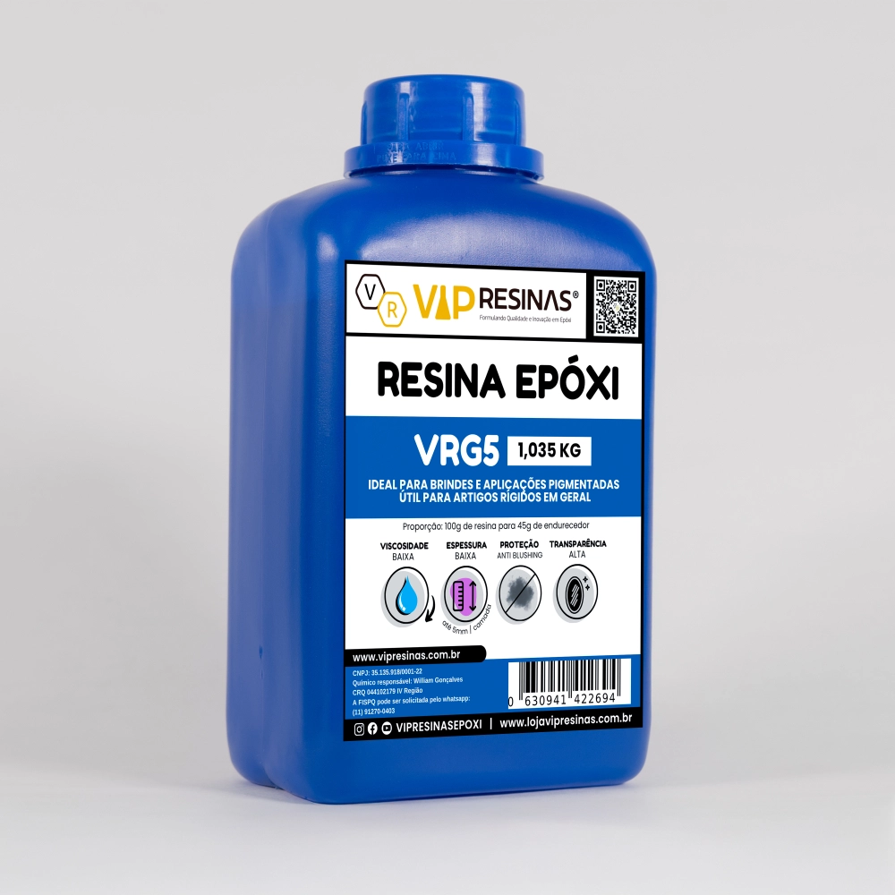 Resina Epóxi Rígida + Endurecedor VRG5 1,5kg Baixa Espessura