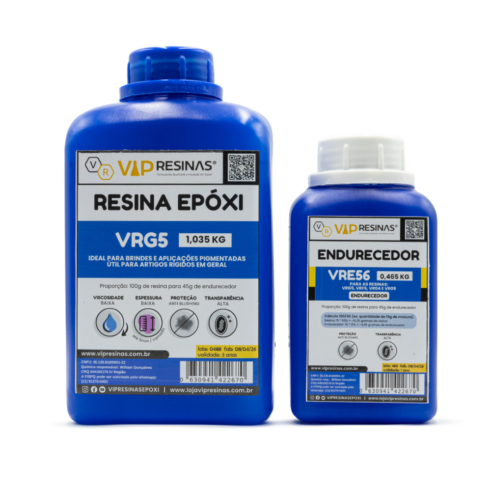 Resina Epóxi Rígida + Endurecedor VRG5 1,5kg Baixa Espessura Resina Epóxi Rígida + Endurecedor VRG5 1,5kg Baixa Espessura