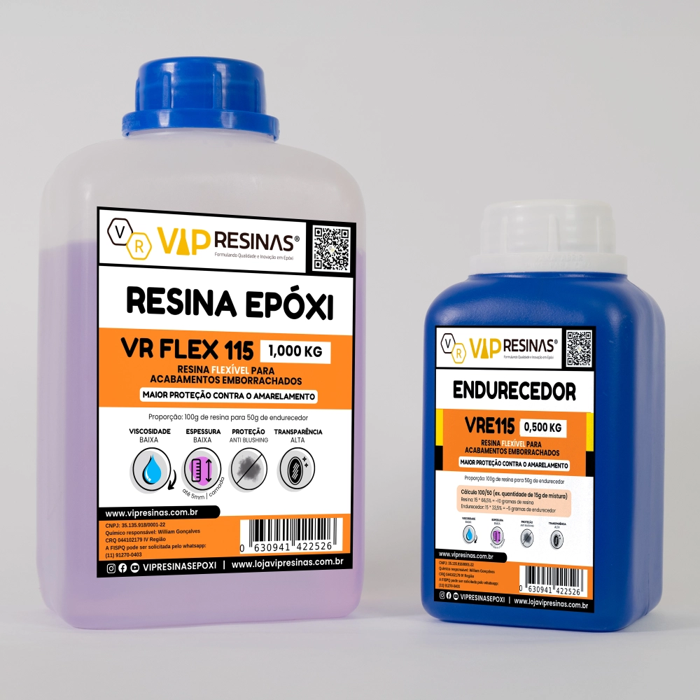 Resina Flexível + Endurecedor Uv Vr115 1,500kg Vip Resinas