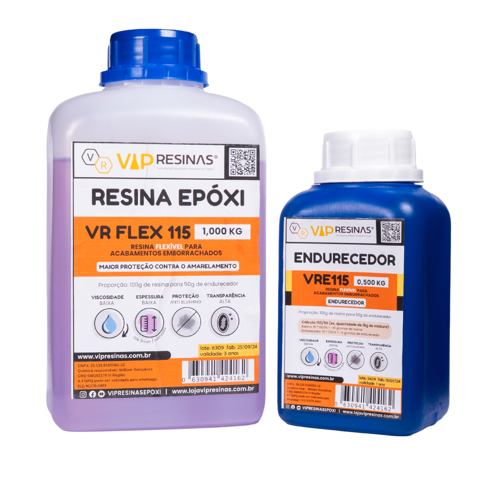 Resina Flexível + Endurecedor Uv Vr115 1,500kg Vip Resinas