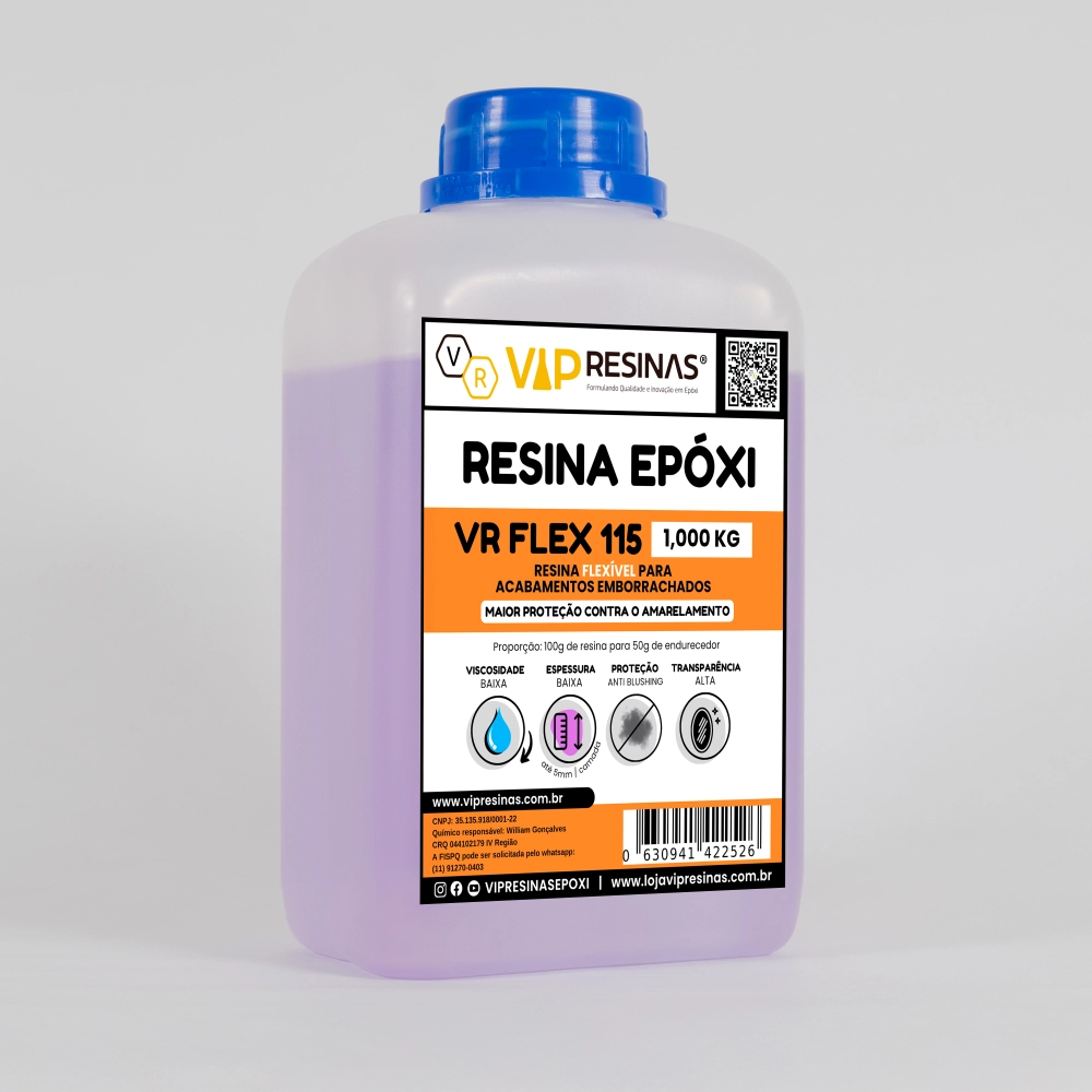 Resina Flexível + Endurecedor Uv Vr115 1,500kg Vip Resinas