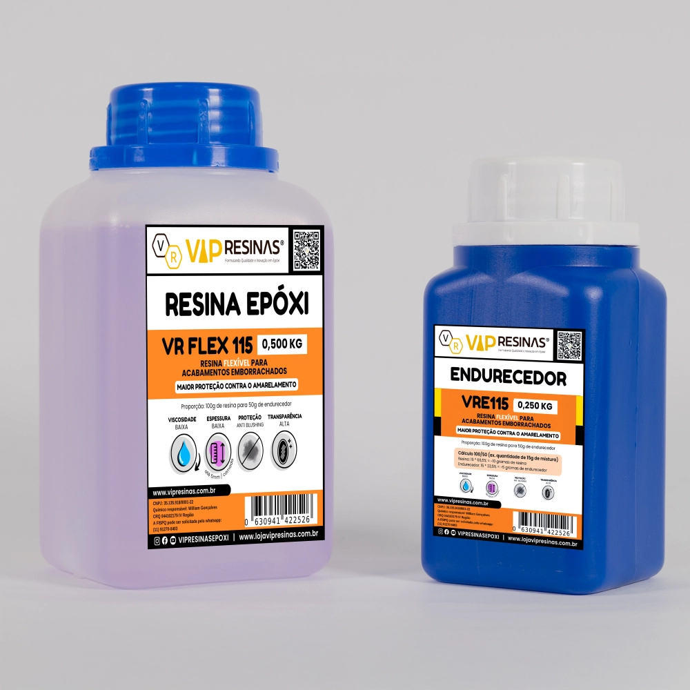 Resina Flexível + Endurecedor Uv Vr115 750g Vip Resinas