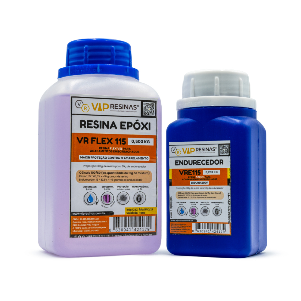 Resina Flexível + Endurecedor Uv Vr115 750g Vip Resinas Resina Flexível + Endurecedor Uv Vr115 750g Vip Resinas
