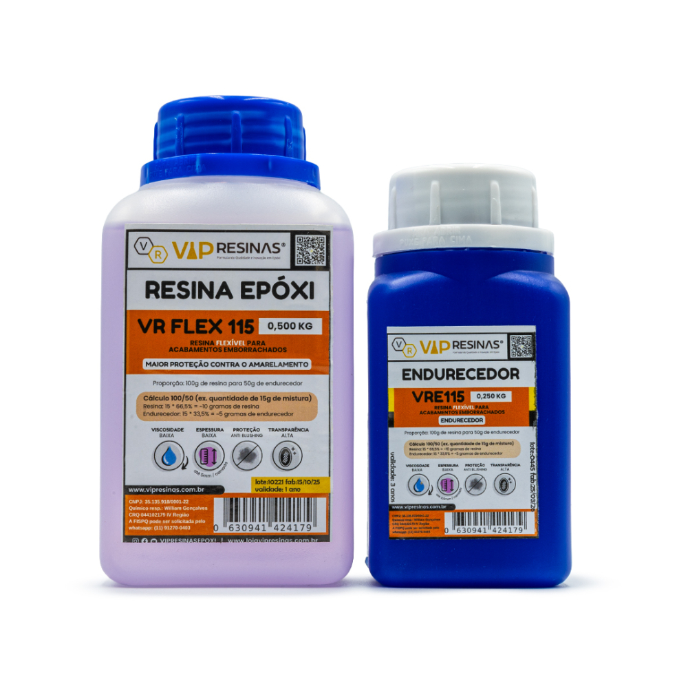 Resina Flexível + Endurecedor Uv Vr115 750g Vip Resinas Resina Flexível + Endurecedor Uv Vr115 750g Vip Resinas